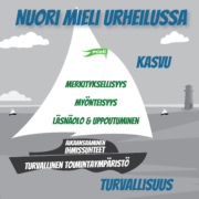purjevene, jossa Nuori mieli urheilussa teemat
