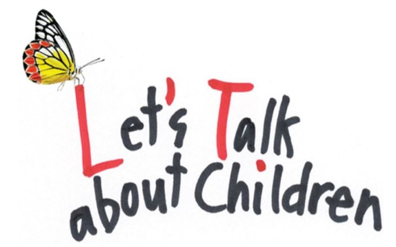 The Let's Talk about Children logotype with a butterfly