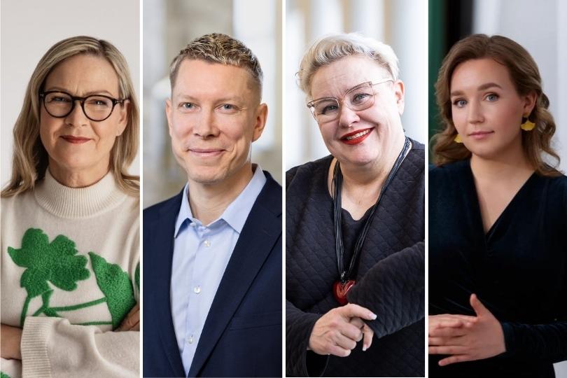 Eva Biaudet (RKP), Ville Merinen (SDP), Sirpa Pietikäinen (kok.) ja Julia Sangervo (vihreät).