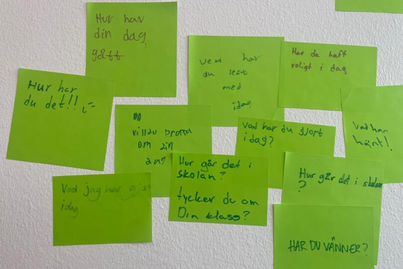 Post-it-lappar med barnens svar