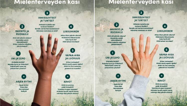 Kaksi mielenterveyden kättä rinnakkain